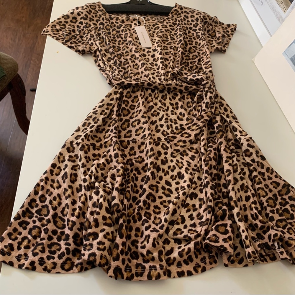 NWT Rebecca Taylor dress in leopard print linen jersey size D - Picture 5 of 6